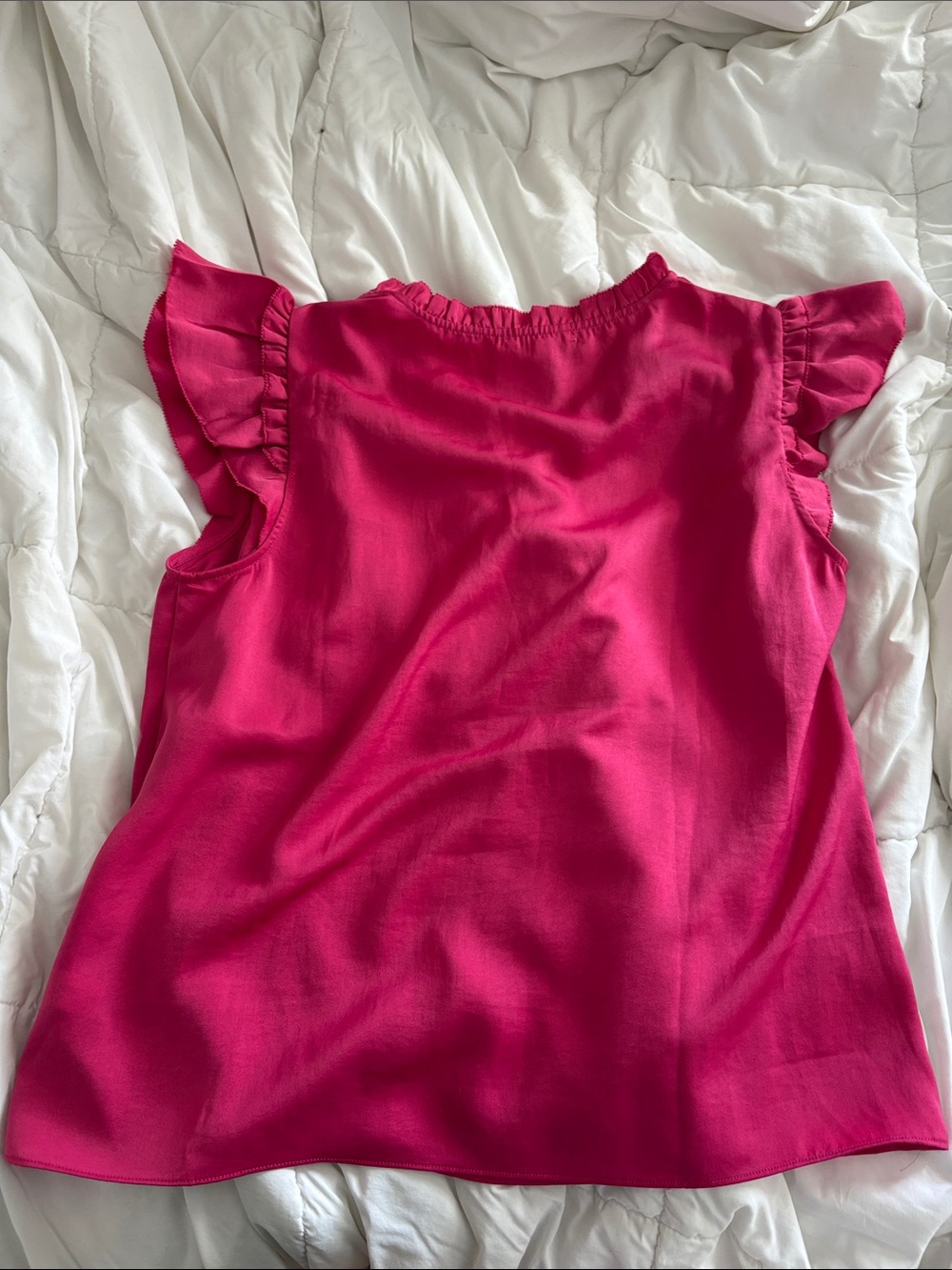 Nine Britton Women's Fuchsia Ruffle-Sleeve V-Neck Blouse - Picture 3 of 5